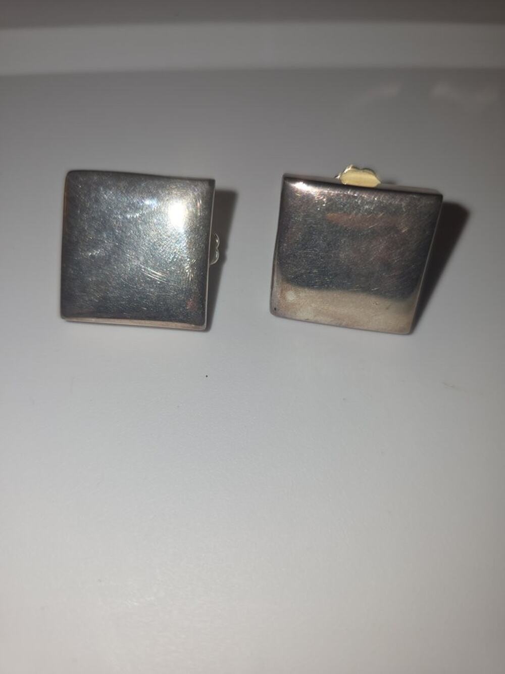 Vintage Square Silver Tone Clip-On Earrings